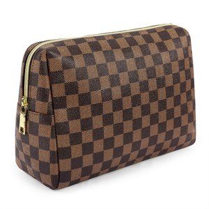 LUXOURIA Checkered Travel Makeup Bag